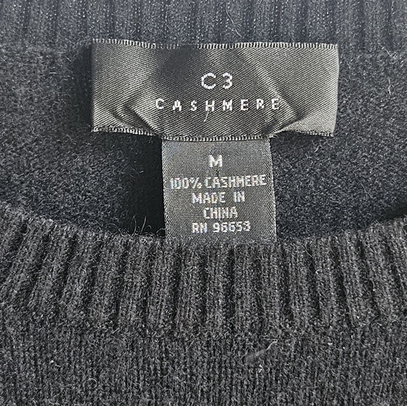 C3 Cashmere Black Sweater with Yellow Dragon Sleeve Design in Women's M - Picture 6 of 10